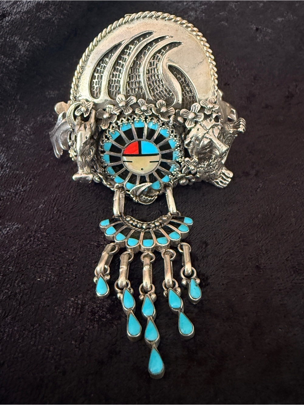 Signed Native American Turquoise Statement Bracelet